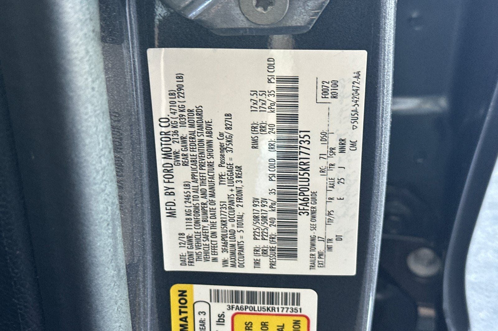 2019 Ford Fusion Hybrid SE